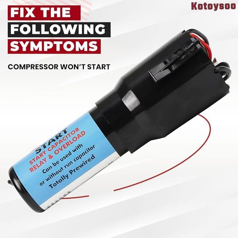 مكثف البداية الصلبة 3 في 1 RCO410 من Kotoysoo - متوافق مع الثلاجات والمجمدات 1/4-1/3 H.P. 115VAC – طراز الاستبدال: TJ90RCO410، AP4503017، 600-410، ERP410، HS410، RC0410، RCO-410 in Kuwait