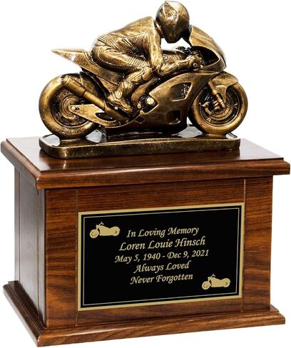 جرة حرق جنازة خشبية للدراجات النارية مع نقش مخصص، جرة سباق الدراجات النارية، جرة عشاق موتوكروس in Kuwait