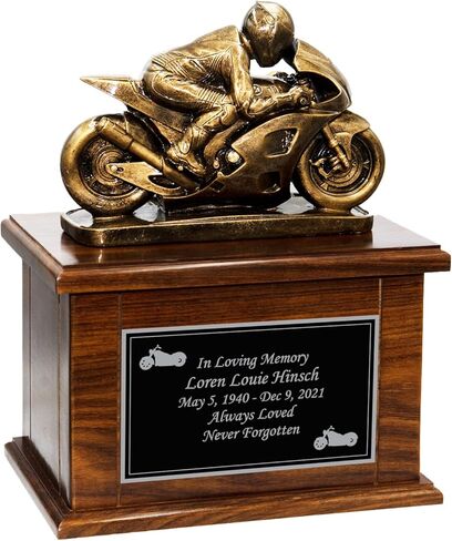 جرة حرق جنازة خشبية للدراجات النارية مع نقش مخصص، جرة سباق الدراجات النارية، جرة عشاق موتوكروس in Kuwait