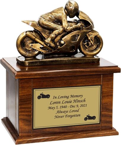 جرة حرق جنازة خشبية للدراجات النارية مع نقش مخصص، جرة سباق الدراجات النارية، جرة عشاق موتوكروس in Kuwait