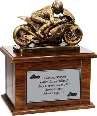 جرة حرق جنازة خشبية للدراجات النارية مع نقش مخصص، جرة سباق الدراجات النارية، جرة عشاق موتوكروس in Kuwait