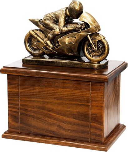 جرة حرق جنازة خشبية للدراجات النارية مع نقش مخصص، جرة سباق الدراجات النارية، جرة عشاق موتوكروس in Kuwait