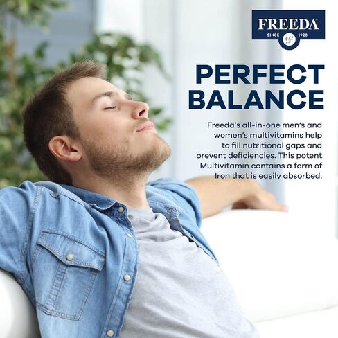 FREEDA Multivitamin One Daily – Quintabs-M with Iron – Kosher Multi Vitamins Supplements for Women Health - Multivitamins for Women & Iron-Deficient Men Adult Vitamins Multivitamin (250) in Saudi Arabia