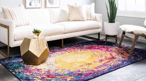 Unique Loom Estrella Collection Abstract, Gradient, Modern, Sunburst, Distressed Area Rug, 5 x 8 ft, Multi/Brown in Saudi Arabia