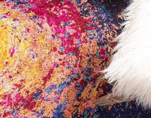 Unique Loom Estrella Collection Abstract, Gradient, Modern, Sunburst, Distressed Area Rug, 5 x 8 ft, Multi/Brown in Saudi Arabia