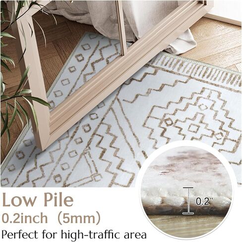 COLLACT 2x6 Runner Rug - Hallway Runner Rug Moroccan Washable Rug Geometric Kitchen Rug Modern Non Slip Thin Rug Boho Runners for Bedroom Laundry Room Doorway Bathroom (2x6ft Taupe On Beige) in Saudi Arabia