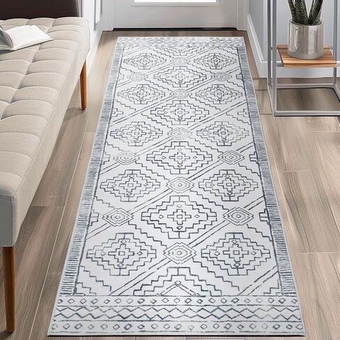 COLLACT 2x6 Runner Rug - Hallway Runner Rug Moroccan Washable Rug Geometric Kitchen Rug Modern Non Slip Thin Rug Boho Runners for Bedroom Laundry Room Doorway Bathroom (2x6ft Taupe On Beige) in Saudi Arabia