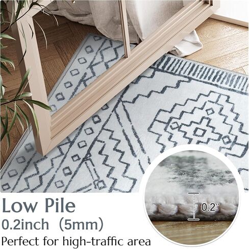 COLLACT 2x6 Runner Rug - Hallway Runner Rug Moroccan Washable Rug Geometric Kitchen Rug Modern Non Slip Thin Rug Boho Runners for Bedroom Laundry Room Doorway Bathroom (2x6ft Taupe On Beige) in Saudi Arabia
