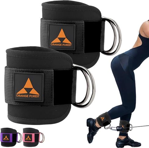 أشرطة الكاحل لآلات الكابلات (زوج) من أجل الركلات، من النيوبرين المريح القابل للتعديل وحلقات مزدوجة على شكل حرف D، مرفق كابل صالة الألعاب الرياضية بحزام الكاحل من أجل تدريبات الغلوت، وتمديدات الساق وتمارين الجزء السفلي من الجسم in Kuwait