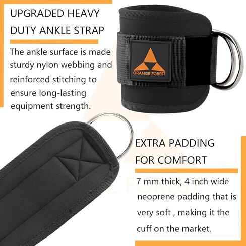 أشرطة الكاحل لآلات الكابلات (زوج) من أجل الركلات، من النيوبرين المريح القابل للتعديل وحلقات مزدوجة على شكل حرف D، مرفق كابل صالة الألعاب الرياضية بحزام الكاحل من أجل تدريبات الغلوت، وتمديدات الساق وتمارين الجزء السفلي من الجسم in Kuwait