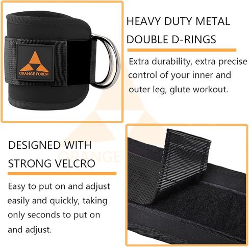 أشرطة الكاحل لآلات الكابلات (زوج) من أجل الركلات، من النيوبرين المريح القابل للتعديل وحلقات مزدوجة على شكل حرف D، مرفق كابل صالة الألعاب الرياضية بحزام الكاحل من أجل تدريبات الغلوت، وتمديدات الساق وتمارين الجزء السفلي من الجسم in Kuwait