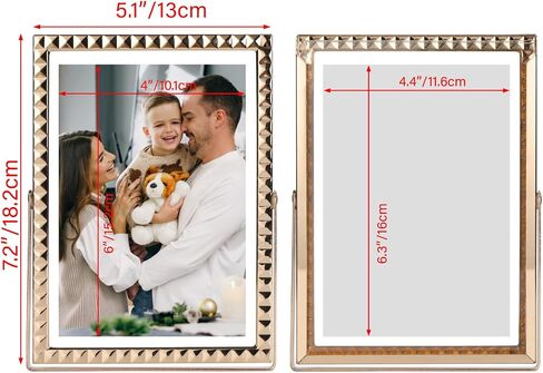 Rempry 4x6 Gold Picture Frame for Picture 3.5x5, 4 x 6 with Floating Effect, up to 5 x 7 Full Display, Gold Metal Photo Frame for Vertical Tabletop, Tempered Glass Frame for Gift in Saudi Arabia
