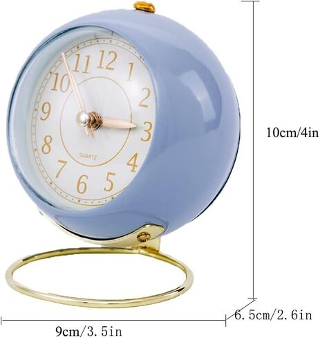 Analog Alarm Clocks, Retro Small Metal Table Clock Silent Non-Ticking Desk Clock Battery Operated with Backlight for Living Room Bedroom Office Kids Kitchen Besides Desktop in Saudi Arabia