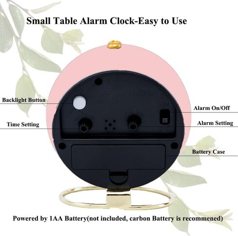 Analog Alarm Clocks, Retro Small Metal Table Clock Silent Non-Ticking Desk Clock Battery Operated with Backlight for Living Room Bedroom Office Kids Kitchen Besides Desktop in Saudi Arabia