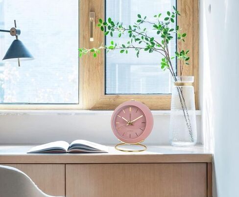 Analog Alarm Clocks, Retro Small Metal Table Clock Silent Non-Ticking Desk Clock Battery Operated with Backlight for Living Room Bedroom Office Kids Kitchen Besides Desktop in Saudi Arabia