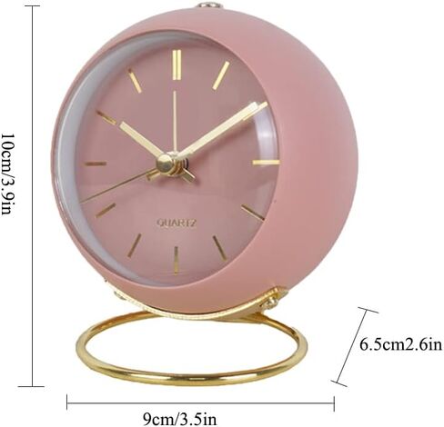 Analog Alarm Clocks, Retro Small Metal Table Clock Silent Non-Ticking Desk Clock Battery Operated with Backlight for Living Room Bedroom Office Kids Kitchen Besides Desktop in Saudi Arabia