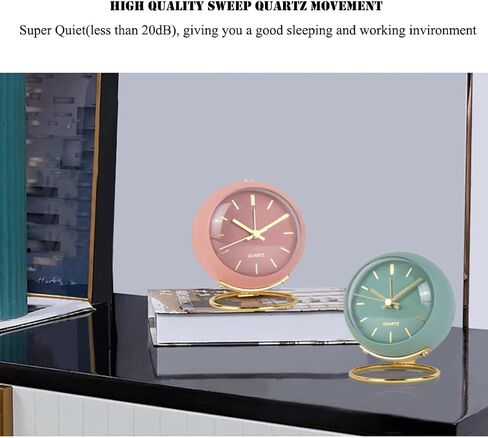 Analog Alarm Clocks, Retro Small Metal Table Clock Silent Non-Ticking Desk Clock Battery Operated with Backlight for Living Room Bedroom Office Kids Kitchen Besides Desktop in Saudi Arabia