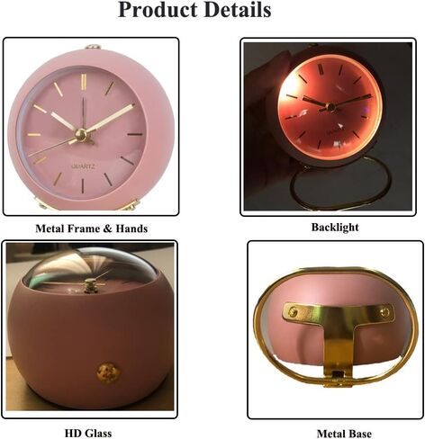 Analog Alarm Clocks, Retro Small Metal Table Clock Silent Non-Ticking Desk Clock Battery Operated with Backlight for Living Room Bedroom Office Kids Kitchen Besides Desktop in Saudi Arabia