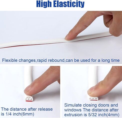 Silicone Weather Stripping Door Seal, 40ft Silicone Door Weather Stripping Multifunctional Self Adhesive Door Seal Strip Soundproof for Door & Window, Easy Cut in Saudi Arabia