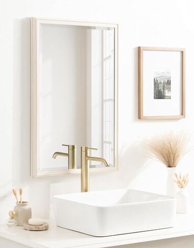 Kate and Laurel Oakhurst Traditional Rectangular Wall Mirror, 18 x 24, Soft White, Distressed Vintage Rectangle Vanity Mirror for Use as Bathroom Mirror for Over Sink or Refined Entryway Mirror in Saudi Arabia