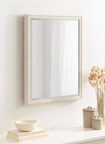 Kate and Laurel Oakhurst Traditional Rectangular Wall Mirror, 18 x 24, Soft White, Distressed Vintage Rectangle Vanity Mirror for Use as Bathroom Mirror for Over Sink or Refined Entryway Mirror in Saudi Arabia