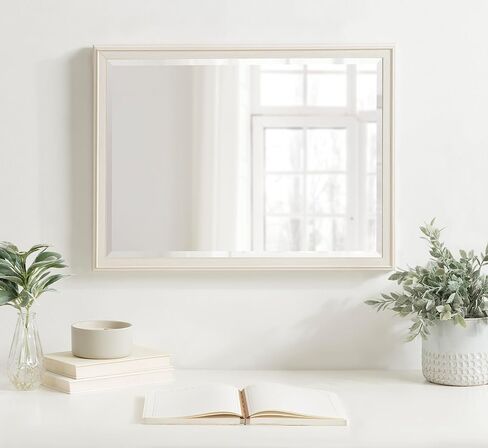Kate and Laurel Oakhurst Traditional Rectangular Wall Mirror, 18 x 24, Soft White, Distressed Vintage Rectangle Vanity Mirror for Use as Bathroom Mirror for Over Sink or Refined Entryway Mirror in Saudi Arabia