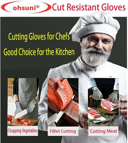 Cutting Gloves, 2 Pairs of Cut Resistant Gloves Food Grade, Kitchen Gloves for Cutting, Oyster Shucking, Fish Fillet Processing, Carving Wood and Gardening(Medium) in Saudi Arabia