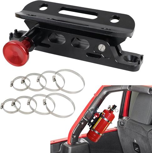 New Multi-purpose Aluminum Adjustable Fire Extinguisher Holder Mount with 8 Clamps(4 pcs extra adjustable rings for spare using) Compatible with for Jeep Wrangler UTV Polaris RZR Ranger in Saudi Arabia