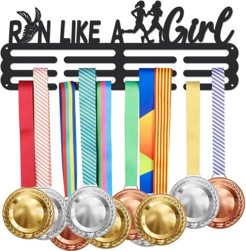 SUPERDANT Race Medal Display Hanger Holder Fear No Distance Running Sports Medals Display Rack Ribbon Holder Display Frame Awards Competition Medal Rack Wall Mount Hook for Runner Marathon Athletes in Saudi Arabia