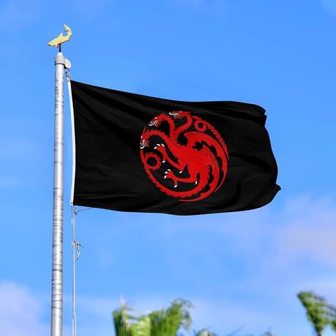 Generic House FlagTargaryen Tapestry Decoration with 2 Brass Grommets 3x5 Ft for College Dorm Room Decor,Outdoor Bedroom Decor, black in Saudi Arabia