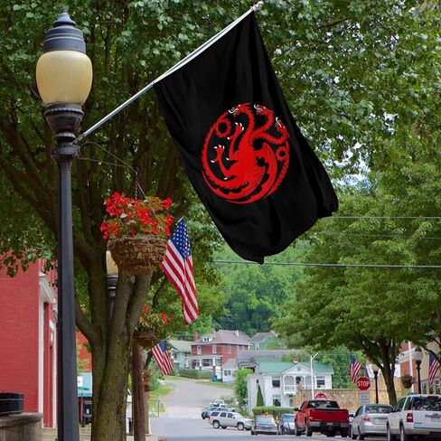Generic House FlagTargaryen Tapestry Decoration with 2 Brass Grommets 3x5 Ft for College Dorm Room Decor,Outdoor Bedroom Decor, black in Saudi Arabia