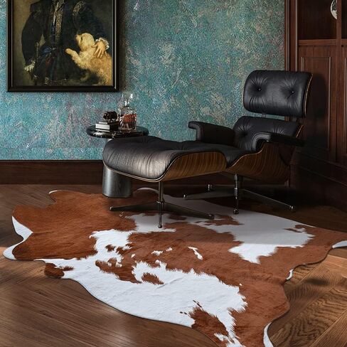 سجادة من جلد البقر الصناعي الأسود مقاس 8.3 قدم × 6.2 قدم سجادة مطبوعة على شكل بقرة سجادة من جلد الحيوان الصناعي لغرفة المعيشة وغرفة النوم والحضانة in Kuwait