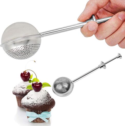 Powdered Sugar Shaker Duster, Stainless Steel Flour Duster with Spring-operated Handle for Sugar Flour and Spices Baking Flour Dispenser (1) in Saudi Arabia