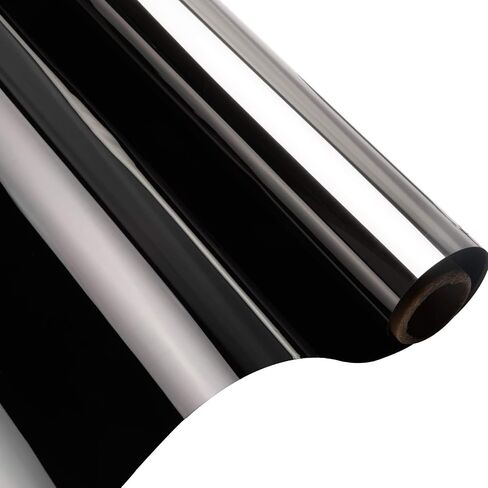 One-way privacy window film, daytime window film, sun protection and UV protection non-adhesive privacy film, reflective window film for home and office（Black Silver） in Saudi Arabia