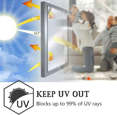 One-way privacy window film, daytime window film, sun protection and UV protection non-adhesive privacy film, reflective window film for home and office（Black Silver） in Saudi Arabia