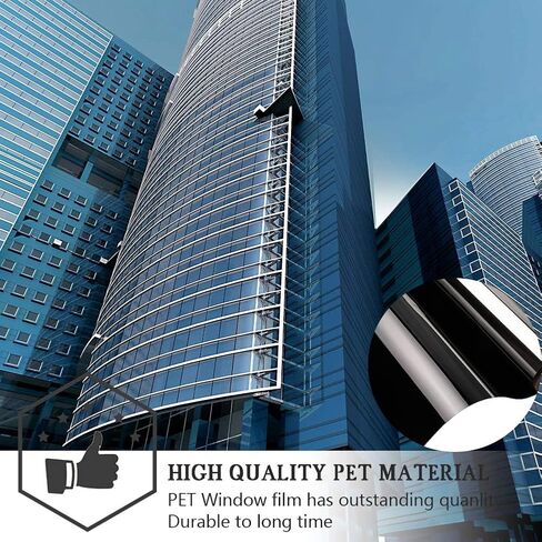 One-way privacy window film, daytime window film, sun protection and UV protection non-adhesive privacy film, reflective window film for home and office（Black Silver） in Saudi Arabia