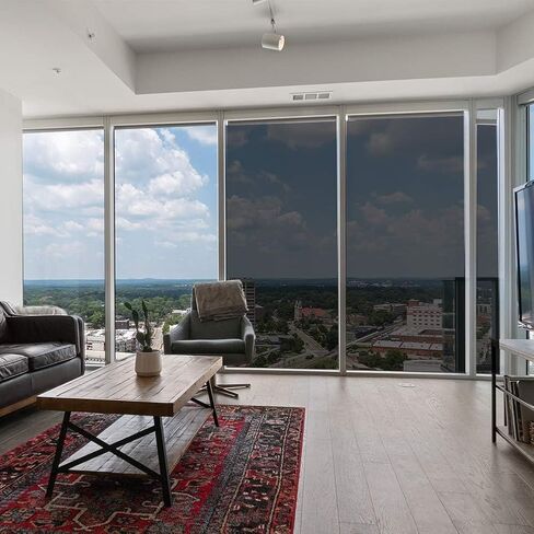 One-way privacy window film, daytime window film, sun protection and UV protection non-adhesive privacy film, reflective window film for home and office（Black Silver） in Saudi Arabia