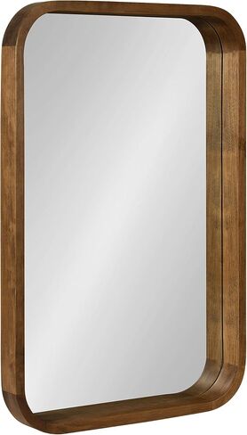 Kate and Laurel Hutton Modern Rounded Rectangle Wall Mirror, 24 x 36, Natural Rustic, Decorative Farmhouse Rectangular Wall Decor for Bathroom Mirror for Over Sink in Saudi Arabia