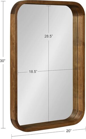 Kate and Laurel Hutton Modern Rounded Rectangle Wall Mirror, 24 x 36, Natural Rustic, Decorative Farmhouse Rectangular Wall Decor for Bathroom Mirror for Over Sink in Saudi Arabia