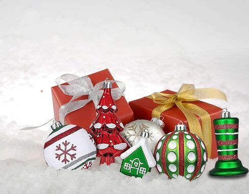 Christmas Ball Ornaments Set, 60 ct Red Green White Assorted Xmas Elements Theme Ornaments, Shatterproof Decorative Hanging Ball Ornaments for Holidays Party Wedding Christmas Tree Decoration in Saudi Arabia