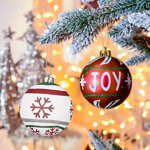 Christmas Ball Ornaments Set, 60 ct Red Green White Assorted Xmas Elements Theme Ornaments, Shatterproof Decorative Hanging Ball Ornaments for Holidays Party Wedding Christmas Tree Decoration in Saudi Arabia
