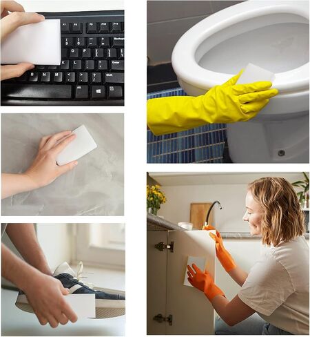 Magic Sponge Eraser, 100 Pack Melamine Sponges Foam Pads in Bulk, Multi-Functional Household Cleaning Sponges Eraser for Kitchen, Furniture, Bathroom, Sink, Household Cleaning in Saudi Arabia