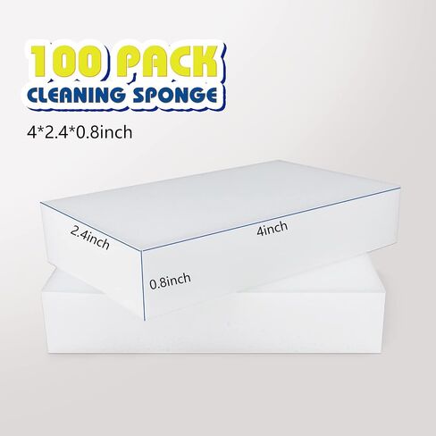 Magic Sponge Eraser, 100 Pack Melamine Sponges Foam Pads in Bulk, Multi-Functional Household Cleaning Sponges Eraser for Kitchen, Furniture, Bathroom, Sink, Household Cleaning in Saudi Arabia