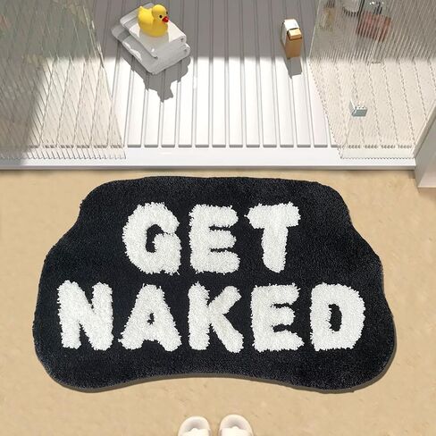 Get Naked Bath Mat,Cute Get Naked Bathroom Rugs, Funny Shower Mat Trendy，Shower Mat Bathroom Decor Bath Rugs for Women Non-Slip (Black, 33.5×20) in Saudi Arabia