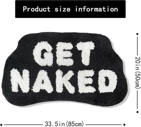 Get Naked Bath Mat,Cute Get Naked Bathroom Rugs, Funny Shower Mat Trendy，Shower Mat Bathroom Decor Bath Rugs for Women Non-Slip (Black, 33.5×20) in Saudi Arabia