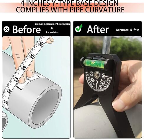 2024 New Upgraded Pipe Center Finder Matte Black, Pipefitter Tools With Centering Head, Measure Pipe Diameter Over 1/2" & up With 4" Y-Type Base and Adjustable Dial Bubble Protractor in Saudi Arabia