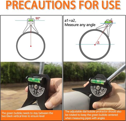 2024 New Upgraded Pipe Center Finder Matte Black, Pipefitter Tools With Centering Head, Measure Pipe Diameter Over 1/2" & up With 4" Y-Type Base and Adjustable Dial Bubble Protractor in Saudi Arabia