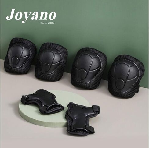 Joyano® خوذة دراجة للأطفال / الشباب خوذة طفل صغير 3-8 سنوات معدات حماية رياضية قابلة للتعديل خوذة ركوب الدراجات للأطفال مع منصات الركبة وسادات الكوع واقيات المعصم خوذة تزلج للشباب (أسود) in Kuwait