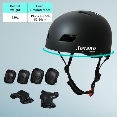 Joyano® خوذة دراجة للأطفال / الشباب خوذة طفل صغير 3-8 سنوات معدات حماية رياضية قابلة للتعديل خوذة ركوب الدراجات للأطفال مع منصات الركبة وسادات الكوع واقيات المعصم خوذة تزلج للشباب (أسود) in Kuwait