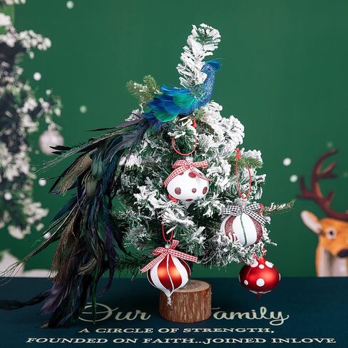 2pcs Large Artificial Peacock Ornaments,23" Glitter Blue Peacork with Long Tail,Christmas Peacock Cilp On Ornaments for Xmas Tree Decoration (Peacock Ornaments) in Saudi Arabia
